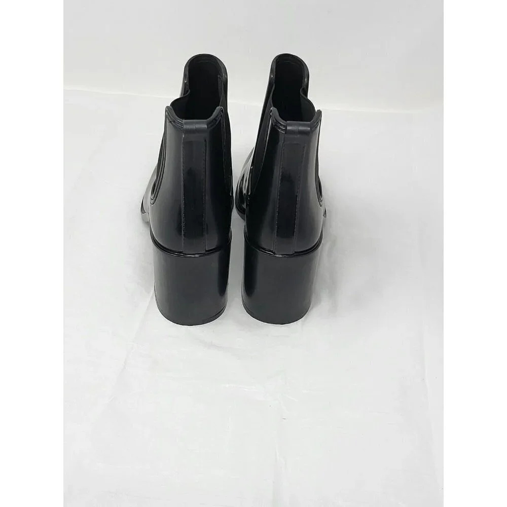JEFFREY CAMPBELL HURRICANE CHELSEA BOOT BLACK PATENT LEATHER BLOCK HEEL SIZE 10M - Picture 5 of 8
